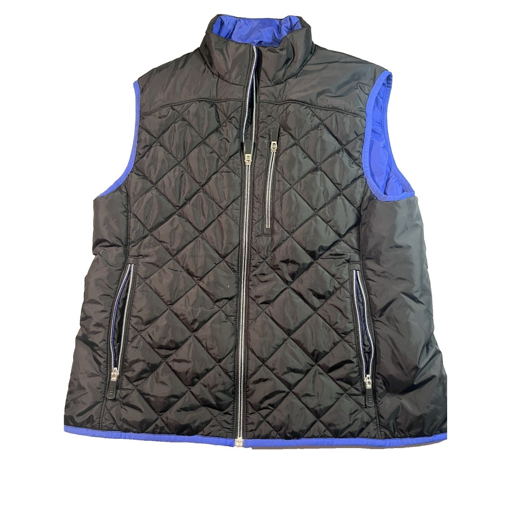Lands End Women's Quilted Puffer Vest‎ M 10-12 Primaloft Nylon Black Purple